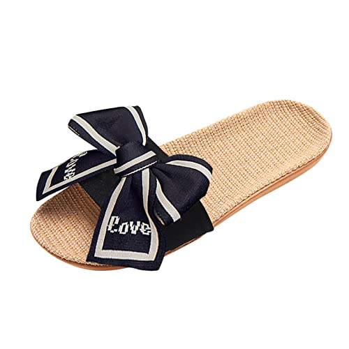 Rouingdd Sommerschuhe Damen Slide Sandal Elegante Freizeitschuhe Flache Rutschfest Leicht Strandschuhe Bequem Böhmische Strass Sandaletten Open Toe Boho Riemchensandalen Elastische Glitzer Hausschuhe von Rouingdd