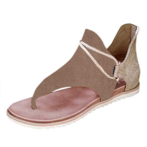 Sandalen Damen Sommer Freizeitschuhe Elegante Slide Sandal Böhmische Rutschfest Leicht Hausschuhe Elastische Open Toe Strandschuhe Glitzer Bequem Strass Sandaletten Flache Boho Riemchensandalen von Rouingdd