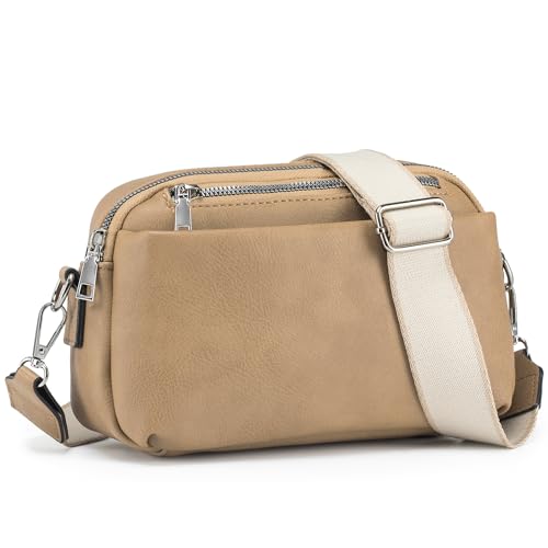 Roulens Damen Handy Umhängetasche, Umhängetasche mit verstellbarem breitem Schultergurt, Tasche mit großer Kapazität, Tasche mit mehreren Fächern, Vegan Leder Handytasche von Roulens