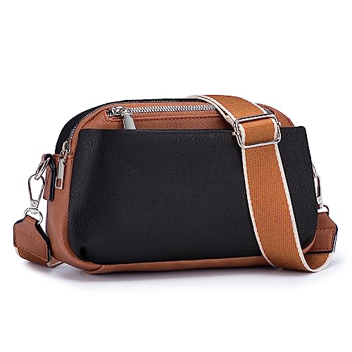 Roulens Damen Handy Umhängetasche, Umhängetasche mit verstellbarem breitem Schultergurt, Tasche mit großer Kapazität, Tasche mit mehreren Fächern, Vegan Leder Handytasche, Multifunktionstasche von Roulens