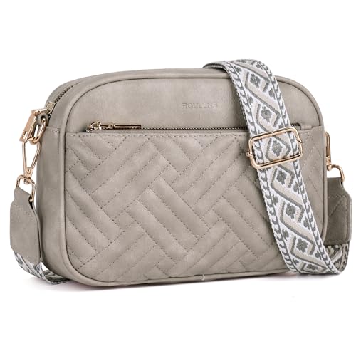 Roulens Gesteppte Damen Handy Umhängetasche, PU Leder Handy Schultertasche, Crossbody Bag für Damen mit Verstellbarem Breiter Gurt von Roulens