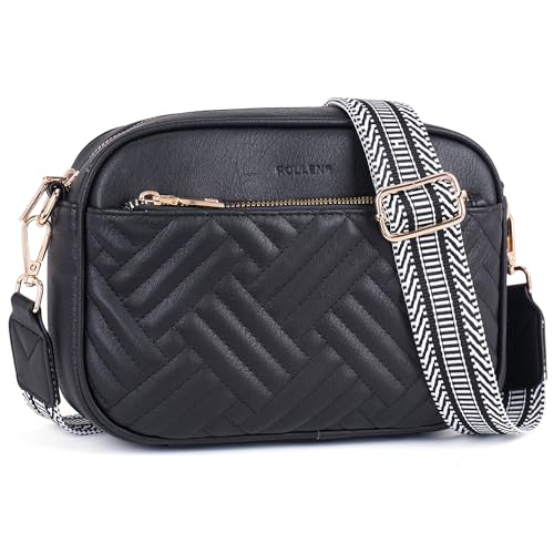 Roulens Gesteppte Damen Handy Umhängetasche, PU Leder Handy Schultertasche, Crossbody Bag für Damen mit Verstellbarem Breiter Gurt von Roulens