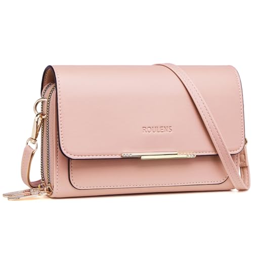 Roulens Klein Handy Umhängetasche,Damen Kleine Umhängetasche,PU Leder Crossbody Schultertasche Reisepass Handytasche mit Kartenschlitz Verstellbar Abnehmbar Schultergurt von Roulens