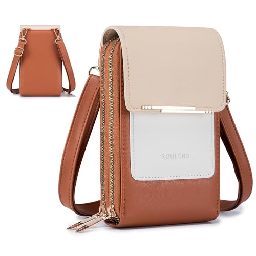 Roulens Klein Handy Umhängetasche,Damen Kleine Umhängetasche,PU Leder Crossbody Schultertasche Reisepass Handytasche mit Kartenschlitz Verstellbar Abnehmbar Schultergurt von Roulens