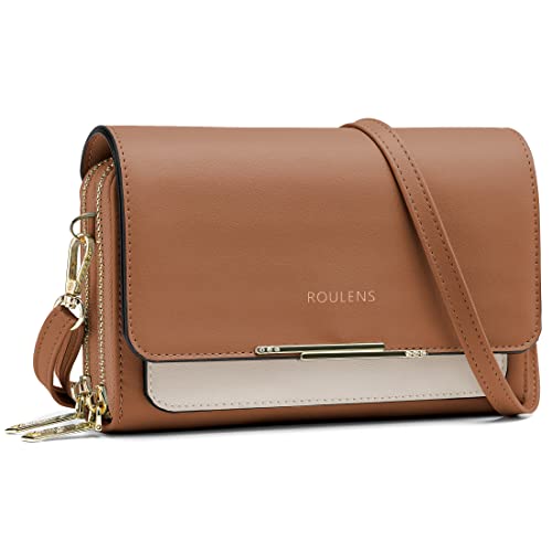 Roulens Klein Handy Umhängetasche,Damen Kleine Umhängetasche,PU Leder Crossbody Schultertasche Reisepass Handytasche mit Kartenschlitz Verstellbar Abnehmbar Schultergurt von Roulens