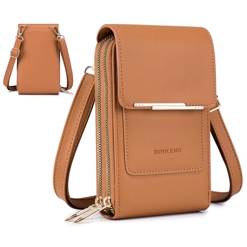 Roulens Klein Handy Umhängetasche,Damen Kleine Umhängetasche,PU Leder Crossbody Schultertasche Reisepass Handytasche mit Kartenschlitz Verstellbar Abnehmbar Schultergurt von Roulens