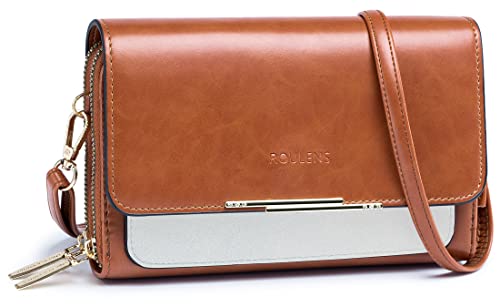 Roulens Klein Handy Umhängetasche,Damen Kleine Umhängetasche,PU Leder Crossbody Schultertasche Reisepass Handytasche mit Kartenschlitz Verstellbar Abnehmbar Schultergurt von Roulens