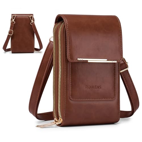 Roulens Klein Handy Umhängetasche,Damen Kleine Umhängetasche,PU Leder Crossbody Schultertasche Reisepass Handytasche mit Kartenschlitz Verstellbar Abnehmbar Schultergurt von Roulens