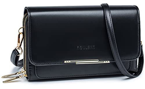 Roulens Klein Handy Umhängetasche,Damen Kleine Umhängetasche,PU Leder Crossbody Schultertasche Reisepass Handytasche mit Kartenschlitz Verstellbar Abnehmbar Schultergurt von Roulens