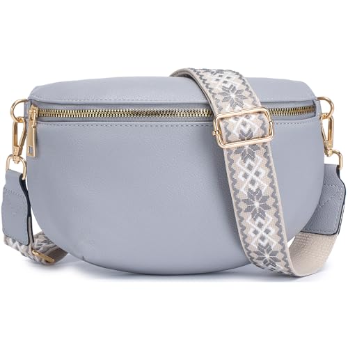 Roulens Kleine Damen Umhängetaschen,Elegant Bauchtasche Damen,Umhängetasche aus Veganes PU Leder,Crossbody Bag Damen,RFID Blockierung Kartenschlitz Brusttasche mit Verstellbar Abnehmbar Breiter Gurt von Roulens