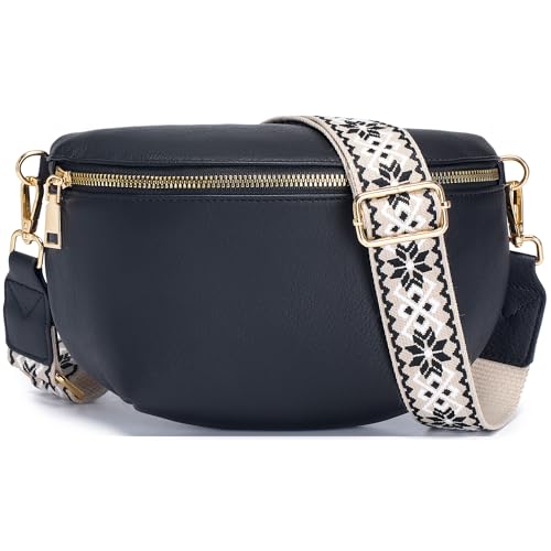 Roulens Kleine Damen Umhängetaschen,Elegant Bauchtasche Damen,Umhängetasche aus Veganes PU Leder,Crossbody Bag Damen,RFID Blockierung Kartenschlitz Brusttasche mit Verstellbar Abnehmbar Breiter Gurt von Roulens