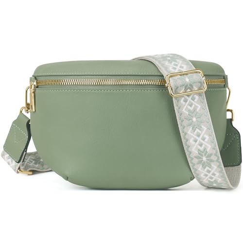 Roulens Kleine Damen Umhängetaschen,Elegant Bauchtasche Damen,Umhängetasche aus Veganes PU Leder,Crossbody Bag Damen,RFID Blockierung Kartenschlitz Brusttasche mit Verstellbar Abnehmbar Breiter Gurt von Roulens