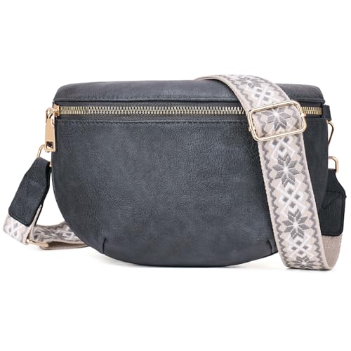 Roulens Kleine Damen Umhängetaschen,Elegant Bauchtasche Damen,Umhängetasche aus Veganes PU Leder,Crossbody Bag Damen,RFID Blockierung Kartenschlitz Brusttasche mit Verstellbar Abnehmbar Breiter Gurt von Roulens