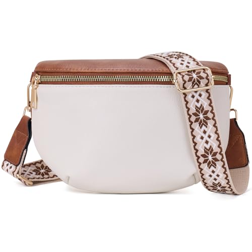 Roulens Kleine Damen Umhängetaschen,Elegant Bauchtasche Damen,Umhängetasche aus Veganes PU Leder,Crossbody Bag Damen,RFID Blockierung Kartenschlitz Brusttasche mit Verstellbar Abnehmbar Breiter Gurt von Roulens