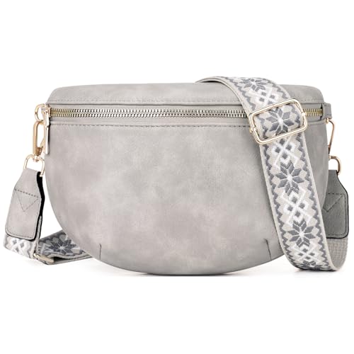 Roulens Kleine Damen Umhängetaschen,Elegant Bauchtasche Damen,Umhängetasche aus Veganes PU Leder,Crossbody Bag Damen,RFID Blockierung Kartenschlitz Brusttasche mit Verstellbar Abnehmbar Breiter Gurt von Roulens