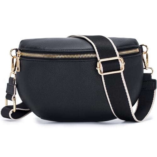 Roulens Kleine Damen Umhängetaschen,Elegant Bauchtasche Damen,Umhängetasche aus Veganes PU Leder,Crossbody Bag Damen,RFID Blockierung Kartenschlitz Brusttasche mit Verstellbar Abnehmbar Breiter Gurt von Roulens