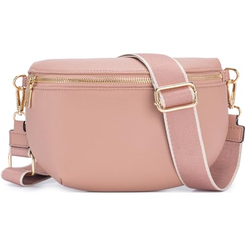 Roulens Kleine Damen Umhängetaschen,Elegant Bauchtasche Damen,Umhängetasche aus Veganes PU Leder,Crossbody Bag Damen,RFID Blockierung Kartenschlitz Brusttasche mit Verstellbar Abnehmbar Breiter Gurt von Roulens