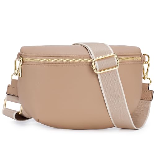 Roulens Kleine Damen Umhängetaschen,Elegant Bauchtasche Damen,Umhängetasche aus Veganes PU Leder,Crossbody Bag Damen,RFID Blockierung Kartenschlitz Brusttasche mit Verstellbar Abnehmbar Breiter Gurt von Roulens