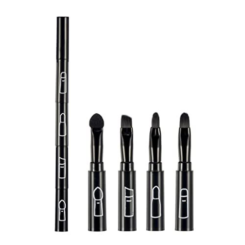 1pc 4 in 1 Premium abtrennbare Pinsel mehrerer Multitionen Kosmetische Make-up-Pinsel Lippenbürste Lidschatten Pinsel Augenbrauen-Pinsel Tragbares Reise-Make-up-Pinsel-Kit (schwarz) von Rouloudun