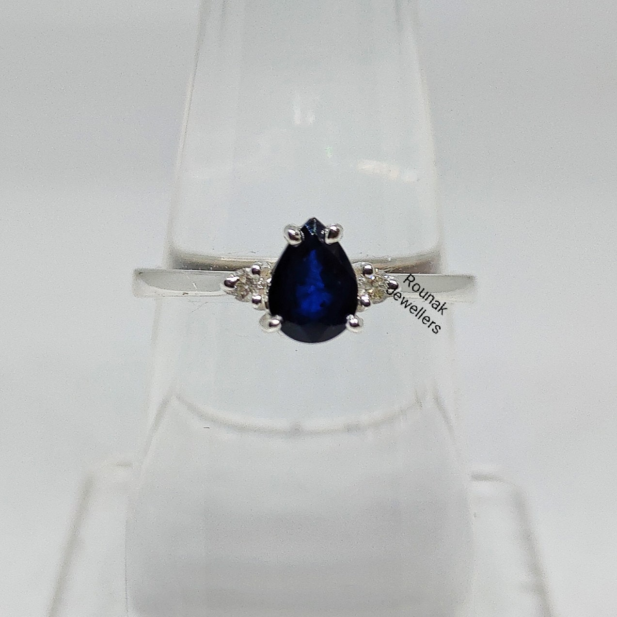 Blauer Saphir Und Diamant Ring, Statement Zierlicher Versprechen 925 Silber Geburtstagsgeschenk, Stapelring, Mädchen Frauen Ring von RounakJewellers