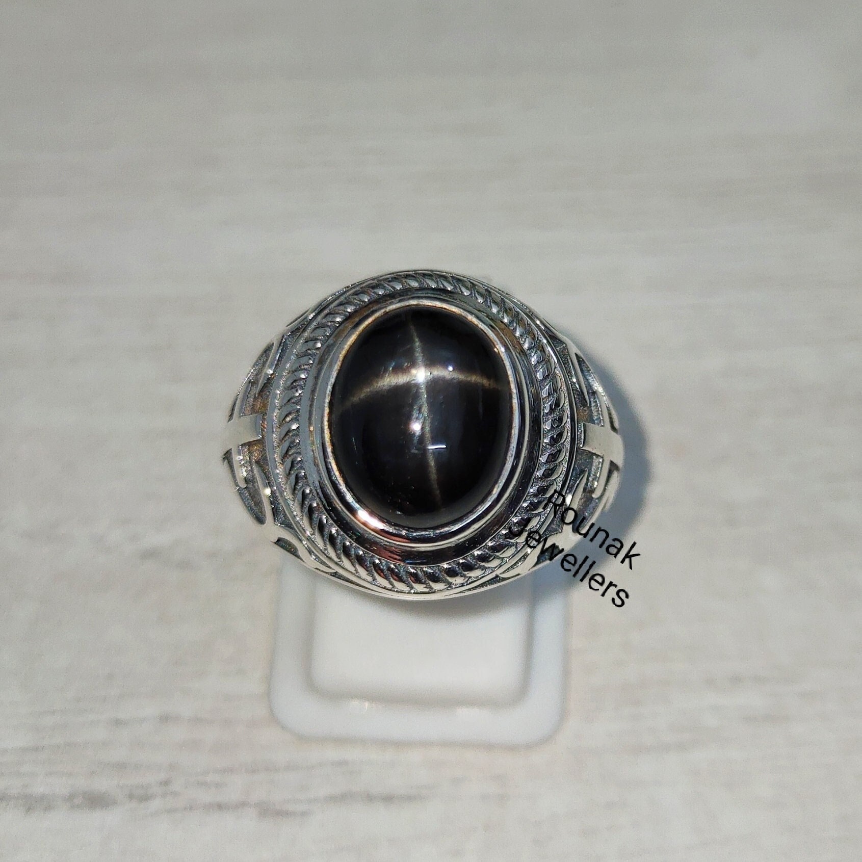 Echter Schwarzer Stern Ring, Solitär 925 Sterling Silber, Ovalschliff Handgemachter Geschenk Für Alle, Brautjungfer Geschenk, Zierlich von RounakJewellers