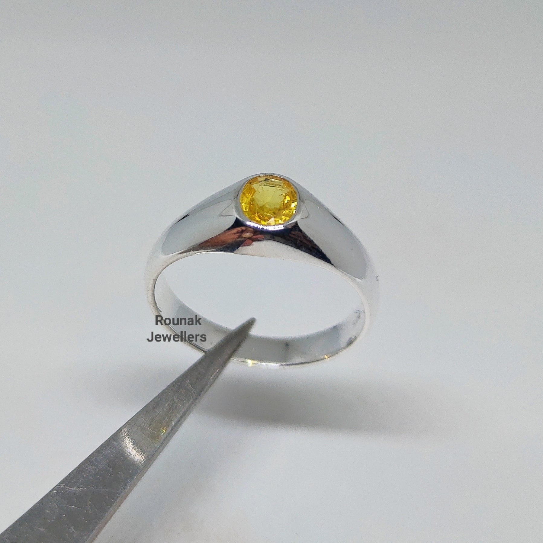 Gelber Saphir Ring, Statement 925 Sterling Silber, Geburtstagsgeschenk, Aaa Qualität Solitär Geschenk Für Ihn von RounakJewellers
