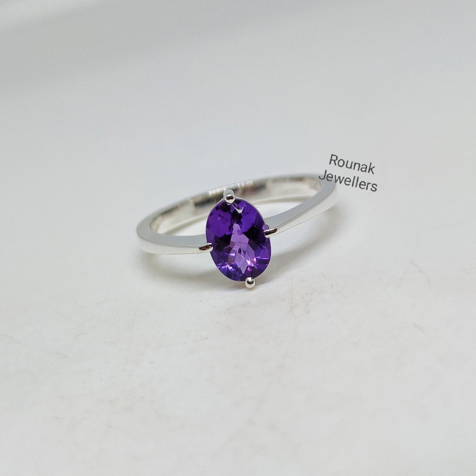 Natürlicher Amethyst Ring, Minimalist 925 Silber Februar Geburtsstein Schmuck, Verlobungsring, Ring Für Frauen, Geschenk von RounakJewellers