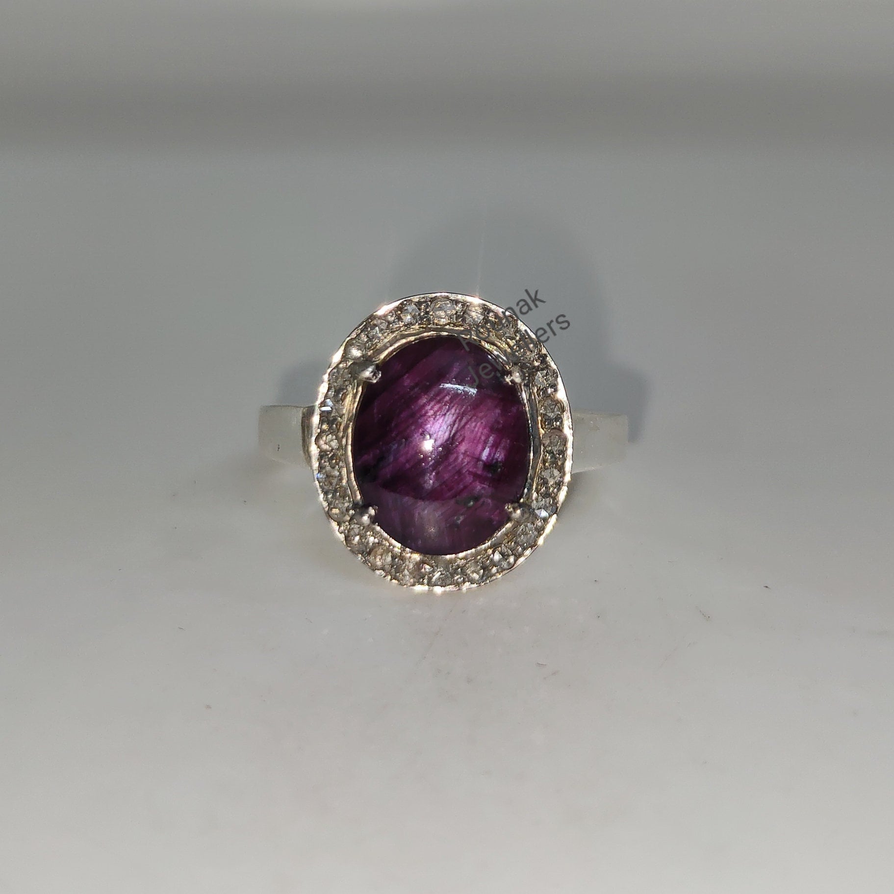 Natürlicher Stern Rubin Ring, Pave Diamant Solitär Juli Birthstone 925 Silber Stapelring, Versprechen Frauenring Natürlicher Stern Rubin Ring, Pave Diamant Solitär Juli Birthstone 925 Silber Stapelring, Versprechen Frauenring von RounakJewellers