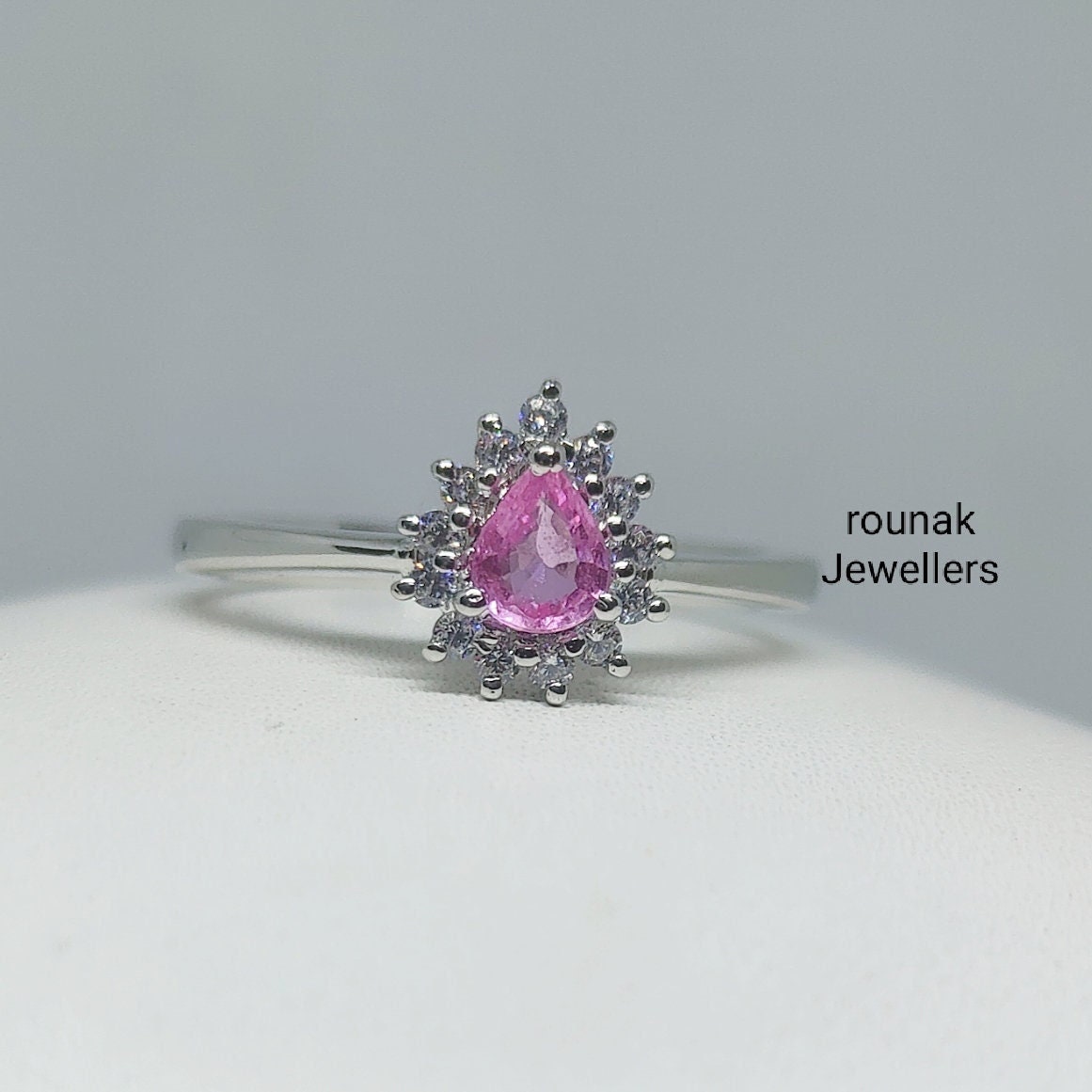 Rosa Saphir Ring, Stapelring, 925 Sterling Silber, Cz Minimalist Natürlicher Versprechen Ring Für Sie von RounakJewellers