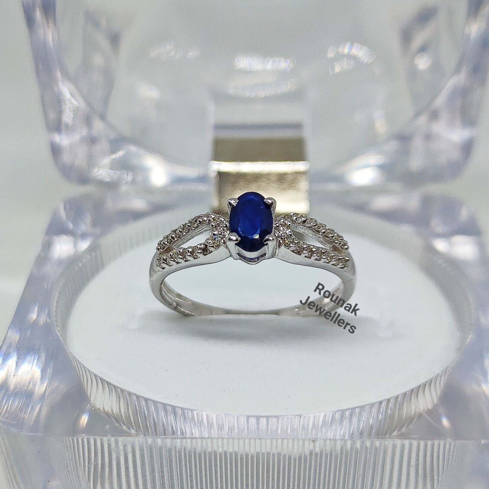 Vintage Blauer Saphir Und Diamant Ring, Statement Natürlicher 925 Sterling Silber Versprechen Boho Geschenk von RounakJewellers