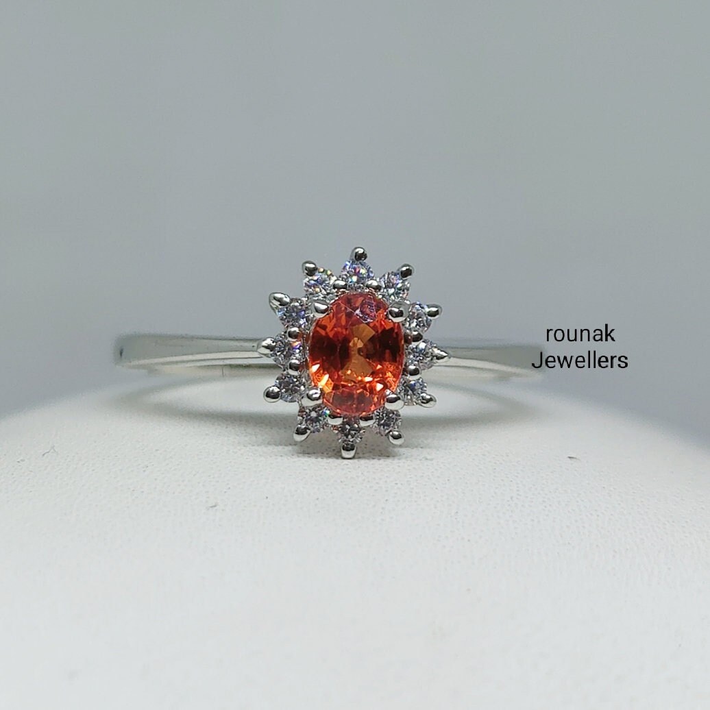 Vintage Orange Saphir Ring, Stapelring, Natürlicher 925 Sterling Silber, Minimalist Verlobungsring, Versprechen Ring von RounakJewellers