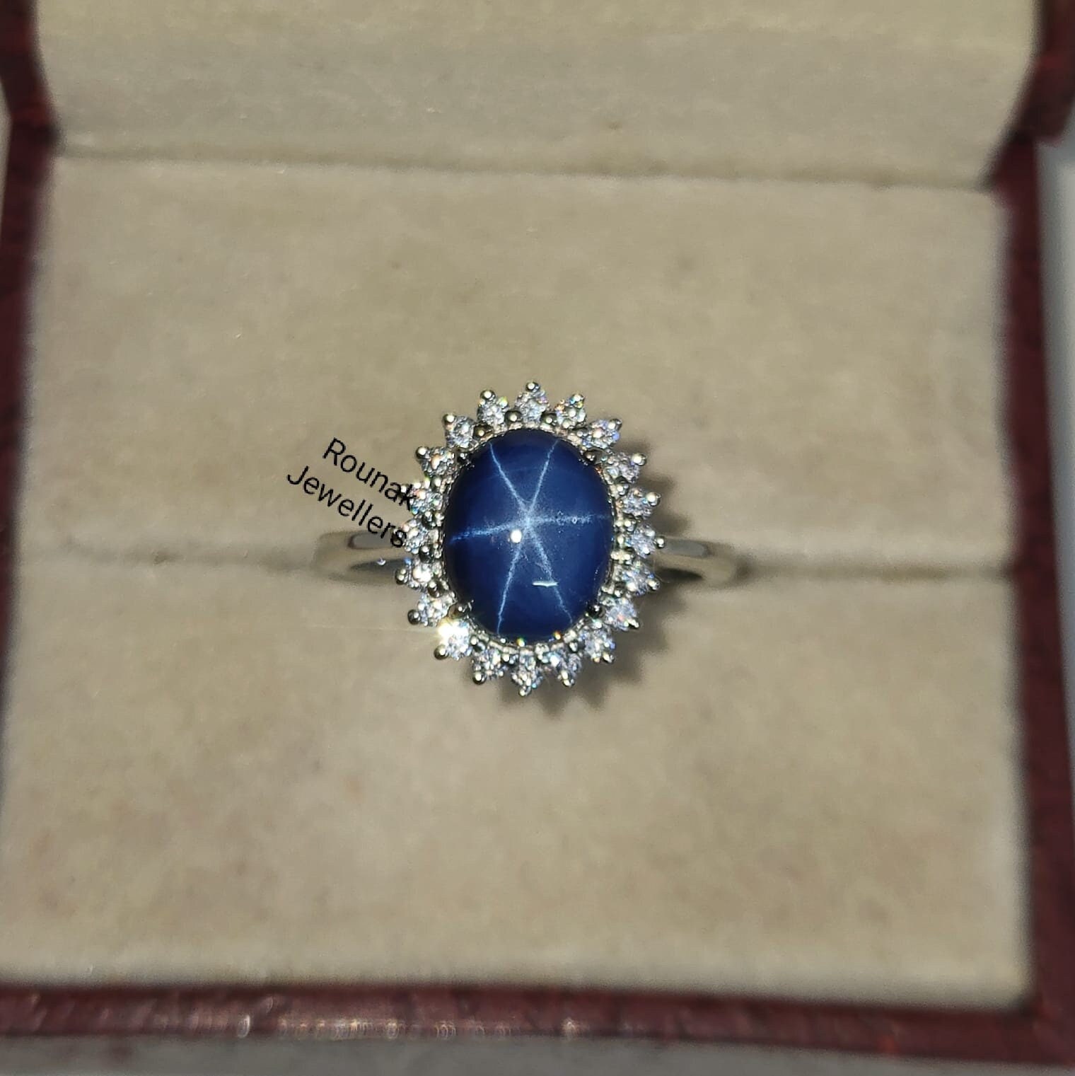 Vintage Stern Blauer Saphir Verlobungsring, 925 Silber Cluster Ring, Zirkonia Stapelbarer Frauen Geschenke von RounakJewellers