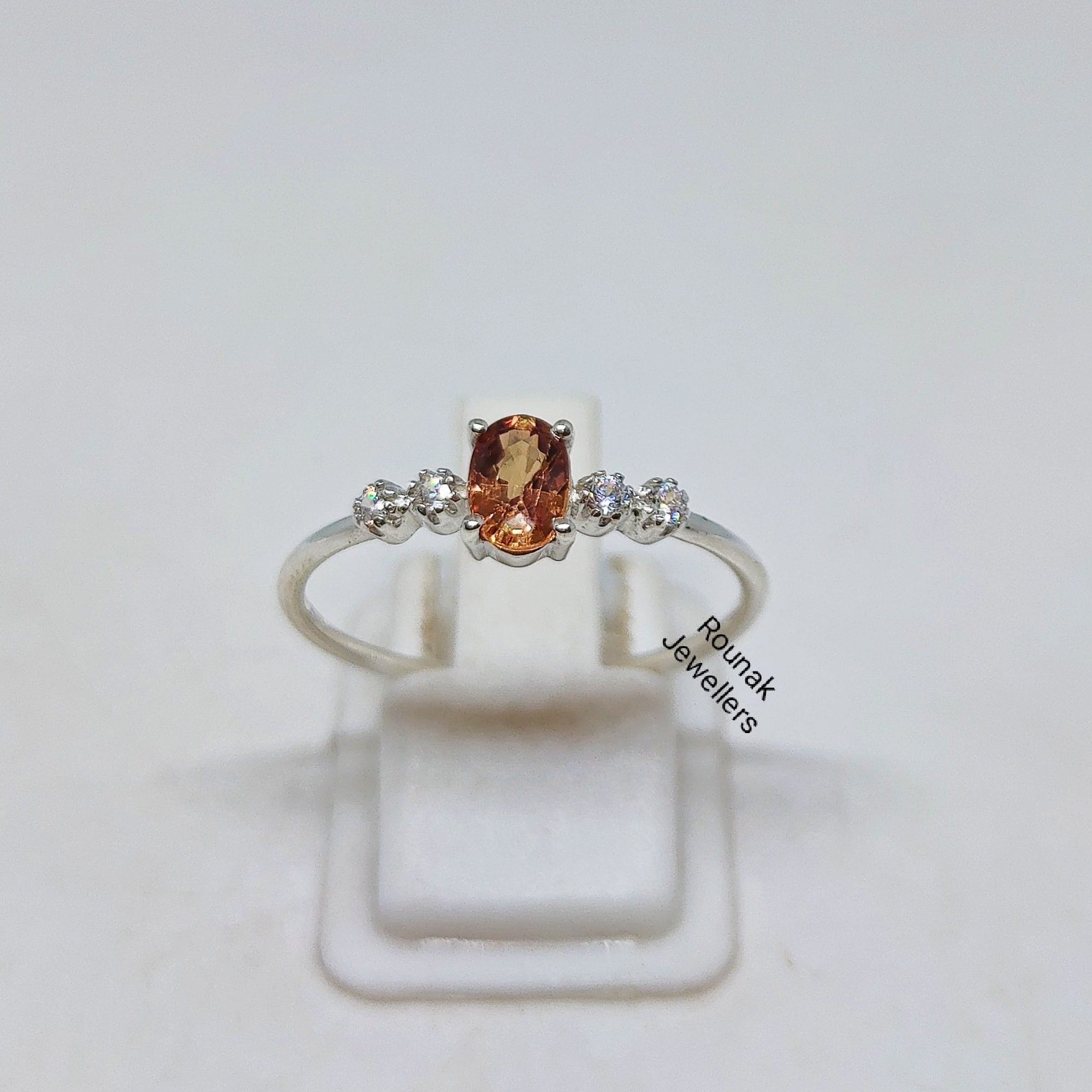 Zierliche Orange Saphir Ring, Statement Versprechen 925 Sterling Silber, Cz Stapelring, Geburtstag Geschenk, Frauen Geschenk Sie von RounakJewellers