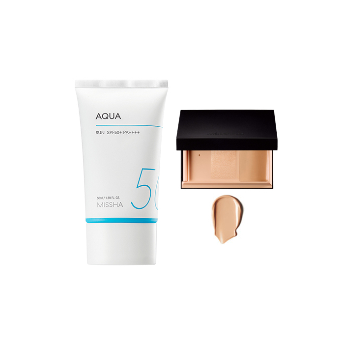 MISSHA - All-Around Safe Block Aqua Sun SPF50+ PA++++ (New version of All-Around Safe Block Aqua Sun Gel ) - 50ml (1ea) + Jung von All-in-one Sets