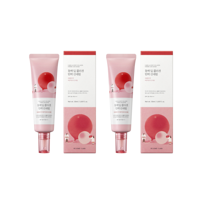Round Lab - Camellia Deep Collagen Firming Sun Serum SPF50+ PA++++ - 50ml (2ea) Set von Round Lab