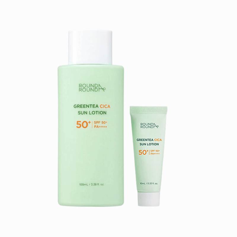 Round A'Round Greentea Cica Sun Lotion Set (100 ml + 10 ml) von Round a' Round