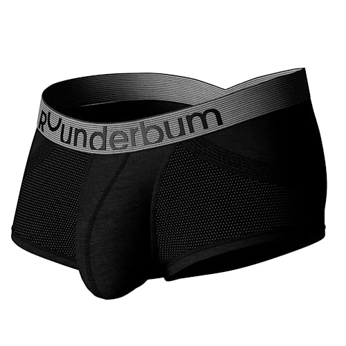 Rounderbum | Herren Unterwäsche | Boxershorts für Herren – Mini Trunk | Anatomic Tech – Shapewear Bequeme Unterwäsche Baumwolle Unterwäsche, Anatomische Mini-Kofferraum, Schwarz, Small von Rounderbum