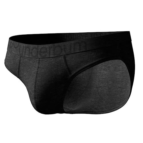 Rounderbum | Herren-Unterwäsche – Herren-Boxershorts – Boxer mit Po-Verstärkung – Body Shaper – gepolsterte Unterwäsche Shapewear, Gepolsterter Slip in Schwarz, Large von Rounderbum