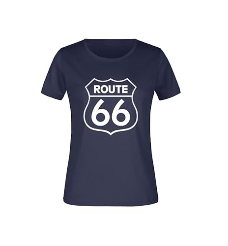 Route 66 Damen Freizeit Biker T-Shirt offizielles Logo, Farbe: Blau, Größe: L von Route 66