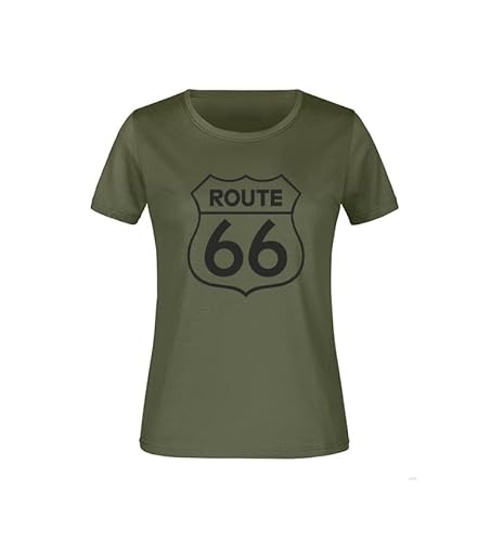 Route 66 Damen Freizeit Biker T-Shirt offizielles Logo, Farbe: Grün/Schwarz, Größe: M von Route 66