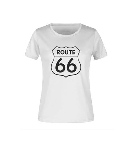 Route 66 Damen Freizeit Biker T-Shirt offizielles Logo, Farbe: Weiß, Größe: M von Route 66