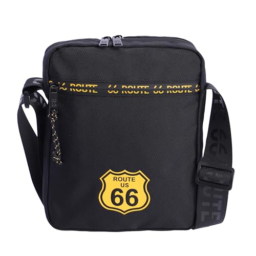 Route 66 – Herren-Umhängetasche mit 3 Taschen – Umhängetasche für Herren – Umhängetasche – robuster Stoff – Unisex, mehrfarbig von Route 66