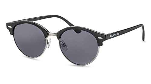 Route 66 Unisex Sonnenbrille/Retro Browline Sonnenbrille für Damen & Herren/Schwarz F2511023 von Route 66