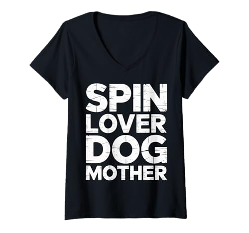 Damen Spin Lover Dog Mother Haustier für Fitnessfellübung - T-Shirt mit V-Ausschnitt Damen Spin Lover Dog Mother Haustier für Fitnessfellübung - T-Shirt mit V-Ausschnitt von Routine des Tierbesitzers im Fitnessstudio