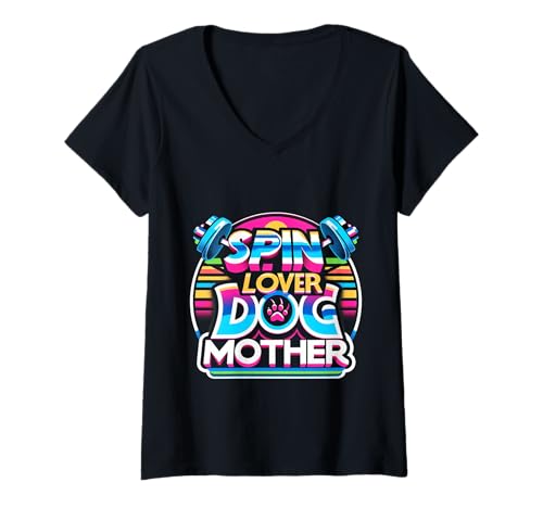Damen Spin Lover Dog Mother Haustier für Fitnessfellübung |- T-Shirt mit V-Ausschnitt Damen Spin Lover Dog Mother Haustier für Fitnessfellübung |- T-Shirt mit V-Ausschnitt von Routine des Tierbesitzers im Fitnessstudio