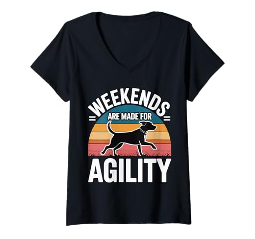 Damen Weekends Are Made for Agility Hunde Handler -Trainer Spaß |- T-Shirt mit V-Ausschnitt Damen Weekends Are Made for Agility Hunde Handler -Trainer Spaß |- T-Shirt mit V-Ausschnitt von Routine für Hundagilitätstrainer