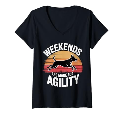 Damen Weekends Are Made for Agility - T-Shirt mit V-Ausschnitt Damen Weekends Are Made for Agility - T-Shirt mit V-Ausschnitt von Routine für Hundagilitätstrainer