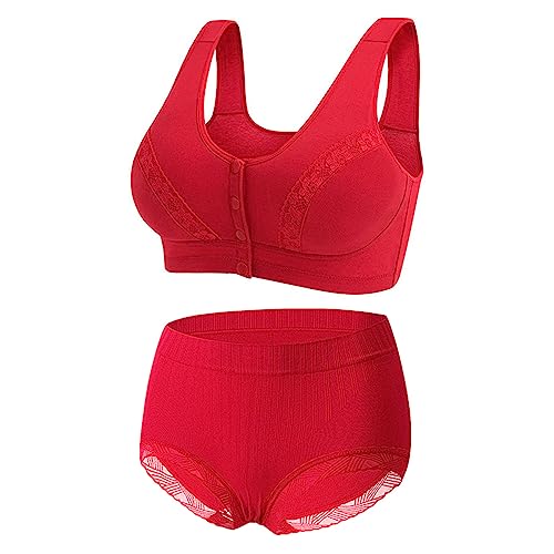 routinfly 2 StüCk Dessous Damen Spitzen BHS Und UnterwäSche-Sets FüR Damen Sexy Ohne BüGel Nahtlose Alltags BH Und Panty Sets Push Up Dessous Set Sommer Sport BH Gepolstert Ultra Thin Bras Set von routinfly