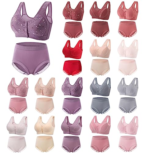 routinfly 2 StüCk Dessous Damen Spitzen BHS Und UnterwäSche-Sets FüR Damen Sexy Ohne BüGel Nahtlose Alltags BH Und Panty Sets Push Up Dessous Set Sommer Sport BH Gepolstert Ultra Thin Bras Set von routinfly