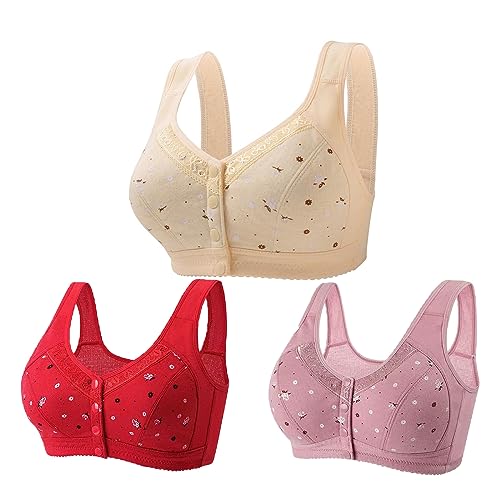 3 Stück Wmbra BH Damen Frontverschluss Push Up BH Ohne Bügel Leichtgewicht Full Cup Sport BH Für Senioren Ultimate Lifter Stretch Pflege BH gepolstert Wireless Bralette Hohe Unterstützung Intimates von routinfly